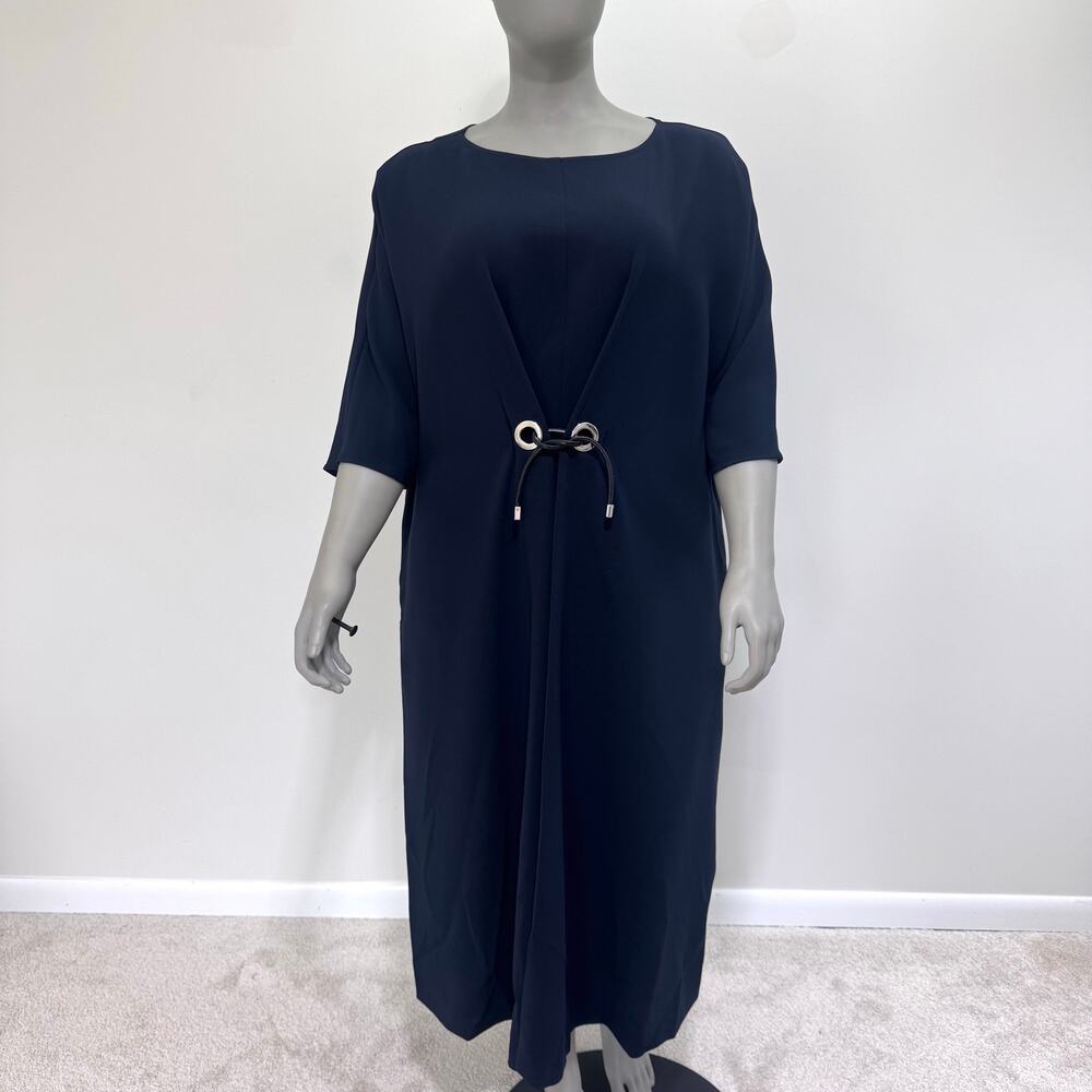 NWT Marina Rinaldi Navy Dattilo Shift Dress US 20 Minimalist Old Money Capsule